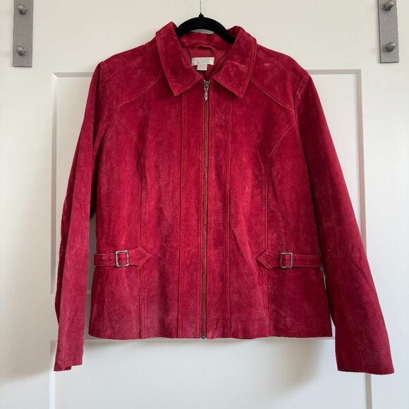 Christopher & Banks Lined, Red, Pig Leather Jacket, Large - Picture 1 of 10